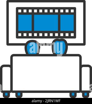 Cinema Sofa Icon. Editable Bold Outline With Color Fill Design. Vector Illustration. Stock Vector