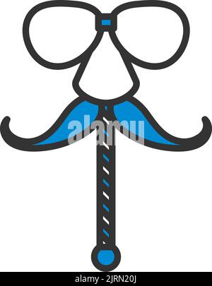 Glasses And Mustache Icon. Editable Bold Outline With Color Fill Design. Vector Illustration. Stock Vector