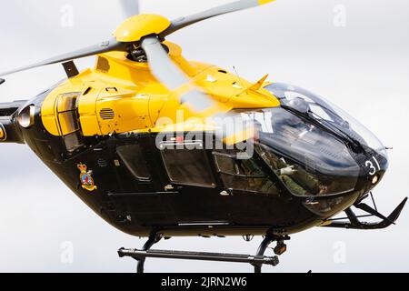 Airbus Juno HT1 training helicopter, XM531,  of the Defence Helicopter Flying School, RAF Shawbury departs RAF Syerston families day. Stock Photo