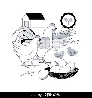 Free run chicken and eggs abstract concept vector illustration. Cage ...