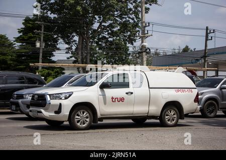 Chiangmai, Thailand -  June  13 2022:  Pickup truck of True  Broadband company. Intenet Service in Thailand. Stock Photo