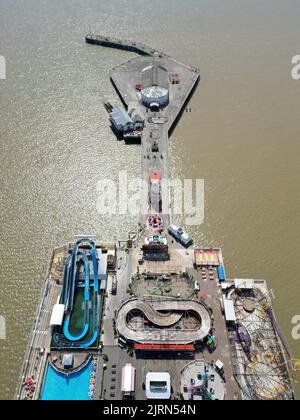 Clacton Pier in Essex, United Kingdom from above Stock Photo