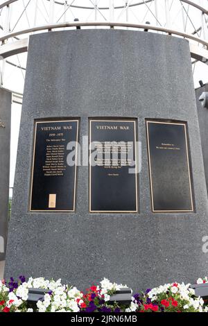 STILLWATER, MN, USA - AUGUST 24, 2022: Vietnam War placard at Stillwater Minnesota Veterans Memorial. Stock Photo