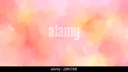 abstract digital drawing with spots in the form of clouds and blurry watercolor paints in pink and yellow Stock Photo