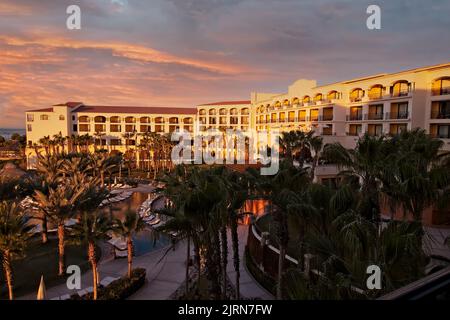 Cabo San Lucas, Mexico - February 12, 2011:  Luxury resort hotel and spa located on the sea of Cortez and Cabo beach in Mexico. Stock Photo