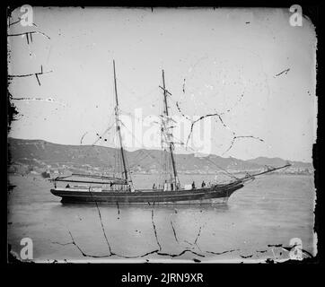 Sailing ship, circa 1876, Wellington, by James Bragge. Stock Photo