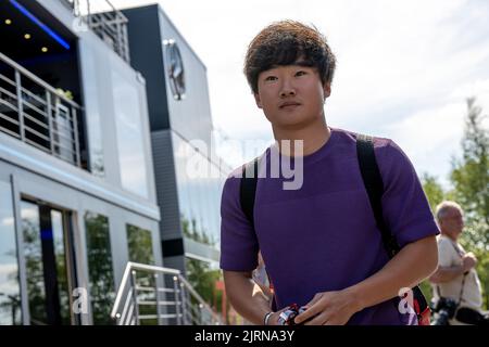 Stavelot, Belgium, 25th Aug 2022, Yuki Tsunoda, from Japan competes for Scuderia AlphaTauri. The build up, round 14 of the 2022 Formula 1 championship. Credit: Michael Potts/Alamy Live News Stock Photo