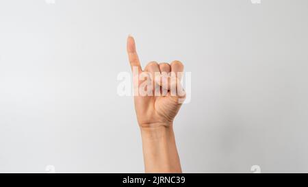 Sign language of the deaf and dumb people, English letter i Stock Photo