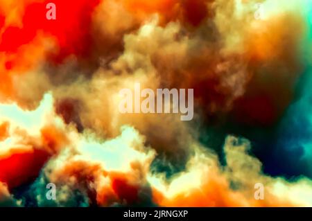 Close up of dust storm during dynamite blast in the Arabian desert Stock Photo
