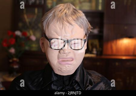 Spooky man crying with intensity Stock Photo