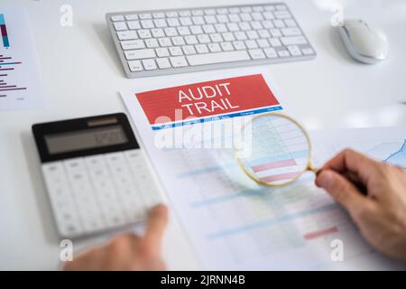 Audit Trail Business Report. Finance Data Concept Stock Photo