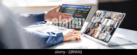 Online Video Conference Work From Home Webinar Stock Photo