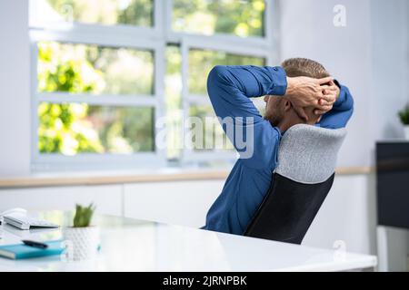 Open Window In Office. Breathing Fresh Air And Relaxing Stock Photo