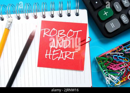 Conceptual caption Robot And Heart. Word for Sensitivity and care behind the machine technology Square And Oval Blank Speech Bubbles Representing Stock Photo