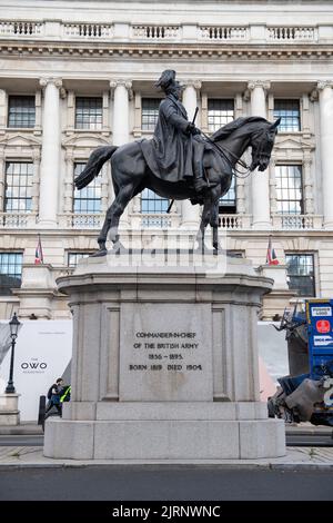 Equestrian statue of George, Duke of Cambridge, Commander-in-Chief of the British Army 1856 - 1895, London, UK Stock Photo