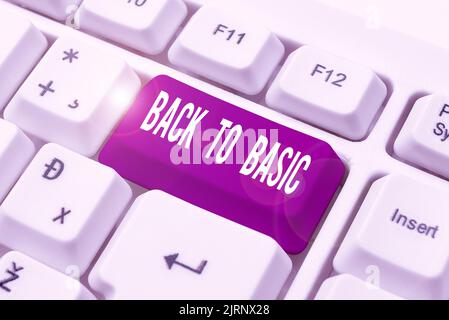 Text caption presenting Back To Basic. Business approach Return simple things Fundamental Essential Primary basis Speech Bubble With Important Stock Photo