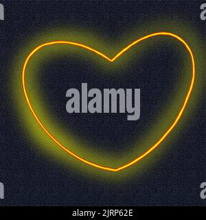 Yellow neon heart with a beautiful dark background Stock Vector