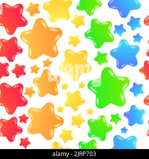 Seamless pattern with funny cartoon jelly stars. Vector childish texture. Stock Vector