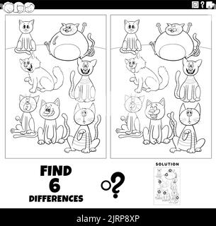 differences task with cartoon cats coloring page Stock Vector Image ...