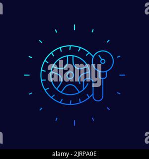 tire pressure line icon, tyre check vector Stock Vector