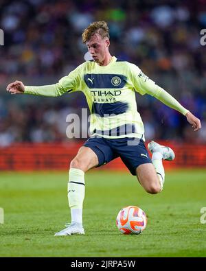 Cole Palmer of Manchester City during the friendly match for the benefit of the ALS between FC Barcelona and Manchester City played at Spotify Camp Nou Stadium on August 24, 2022 in Barcelona, Spain. (Photo by Sergio Ruiz / PRESSIN) Stock Photo
