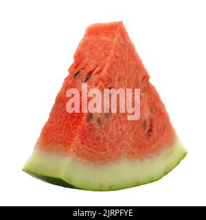 Sliced watermelon piece isolated on white background. Fresh juicy watermelon. Stock Photo