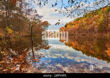 Bright autumn day in The Oak Mountain State Park Stock Photo