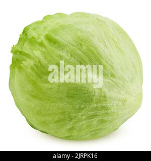 Green iceberg lettuce isolated on white background, clipping path, full depth of field Stock Photo