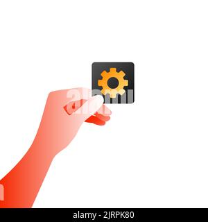 Hand Holding Settings Icon. Graphic Element on White Background. Vector illustration Stock Vector