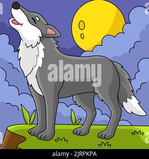Wolf Animal Colored Cartoon Illustration Stock Vector