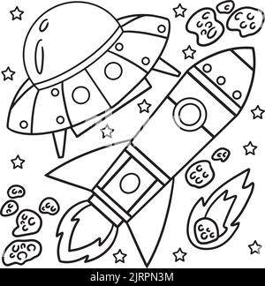 UFO Rocket Ship in Space Find The Differences Stock Vector Image & Art ...