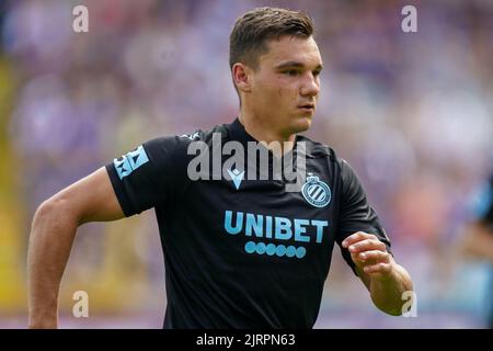 BRUGGES, BELGIUM - AUGUST 21: Ferran Jutgla of Club Brugge KV looks on during the Jupiler Pro League match between Club Brugge KV and KV Kortrijk at the Jan Breydelstadion on August 21, 2022 in Brugges, Belgium (Photo by Joris Verwijst/Orange Pictures) Stock Photo