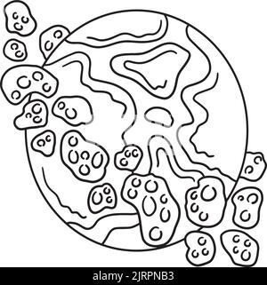 Asteroid Isolated Coloring Page for Kids Stock Vector