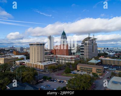 Mobile, Alabama waterfront skyline on a cloudy day Stock Photo
