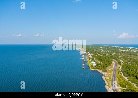 Aerial view of Fort Morgan Beach Stock Photo