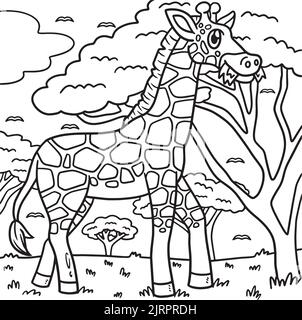 Giraffe Animal Coloring Page for Kids Stock Vector