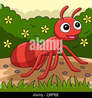 Ant Animal Colored Cartoon Illustration Stock Vector