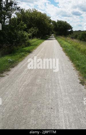 Trailway and fields off the White River State Trail in Burlington, Wisconsin. Stock Photo