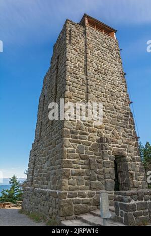 Washington, San Juan Islands, Orcas Island, Moran State Park, Observation Tower on Mt. Constitution, built 1936 Stock Photo