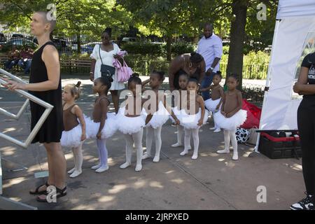 Cynthia King Dance School dancers perform at the Black VegFest festival in Brooklyn, New York. Stock Photo