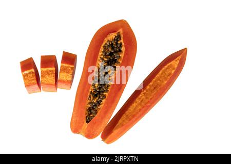 Fresh papaya slice isolated on white background with clipping path Stock Photo