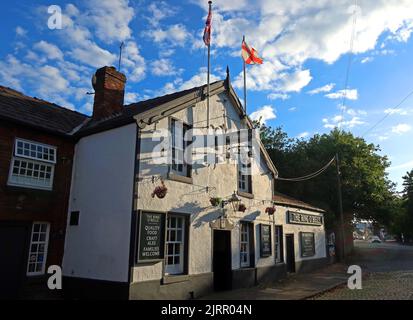 Ring Of Bells pub flying England & Union flags, 131 Church Street, Warrington, Cheshire, England, UK, WA1 2TL Stock Photo