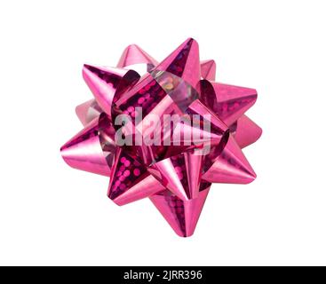 Pink decorative ribbon placed on white background Stock Photo