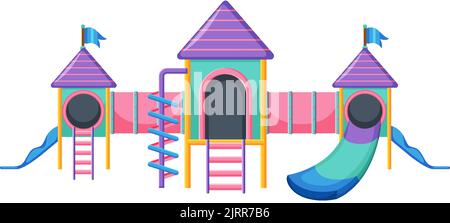 A children playground slide set on white background illustration Stock Vector