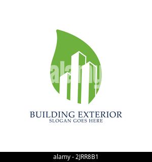 Green Apartment logo design, Building exterior logo vector. Good for construction, real estate, skyscraper and business company logo template Stock Vector