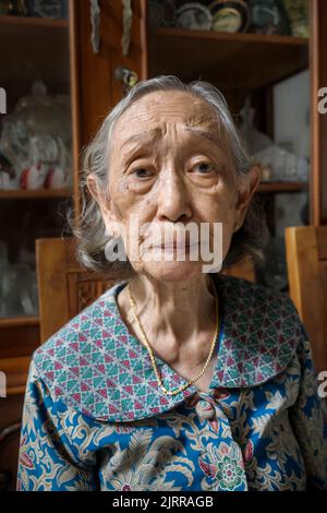 Portrait of healthy 85 years old Southeast Asian elderly woman Stock Photo