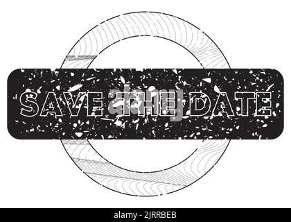 Simple vintage rubber stamp with Save The Date text. Stock Vector