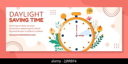 Daylight Savings Time Cover Template Hand Drawn Cartoon Flat Illustration Stock Vector