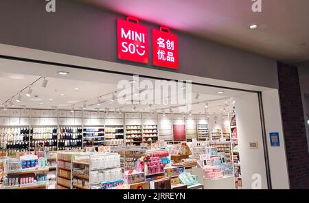 SHANGHAI, CHINA - AUGUST 24, 2022 - A Miniso store is seen in Shanghai, China, Aug 24, 2022. Stock Photo