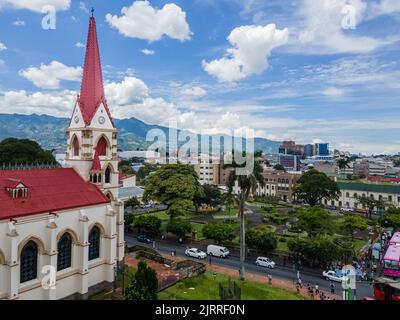 Beautiful aerial view of of the Baroque  Church of the Merced in San Jose Center in Costa Rica Stock Photo